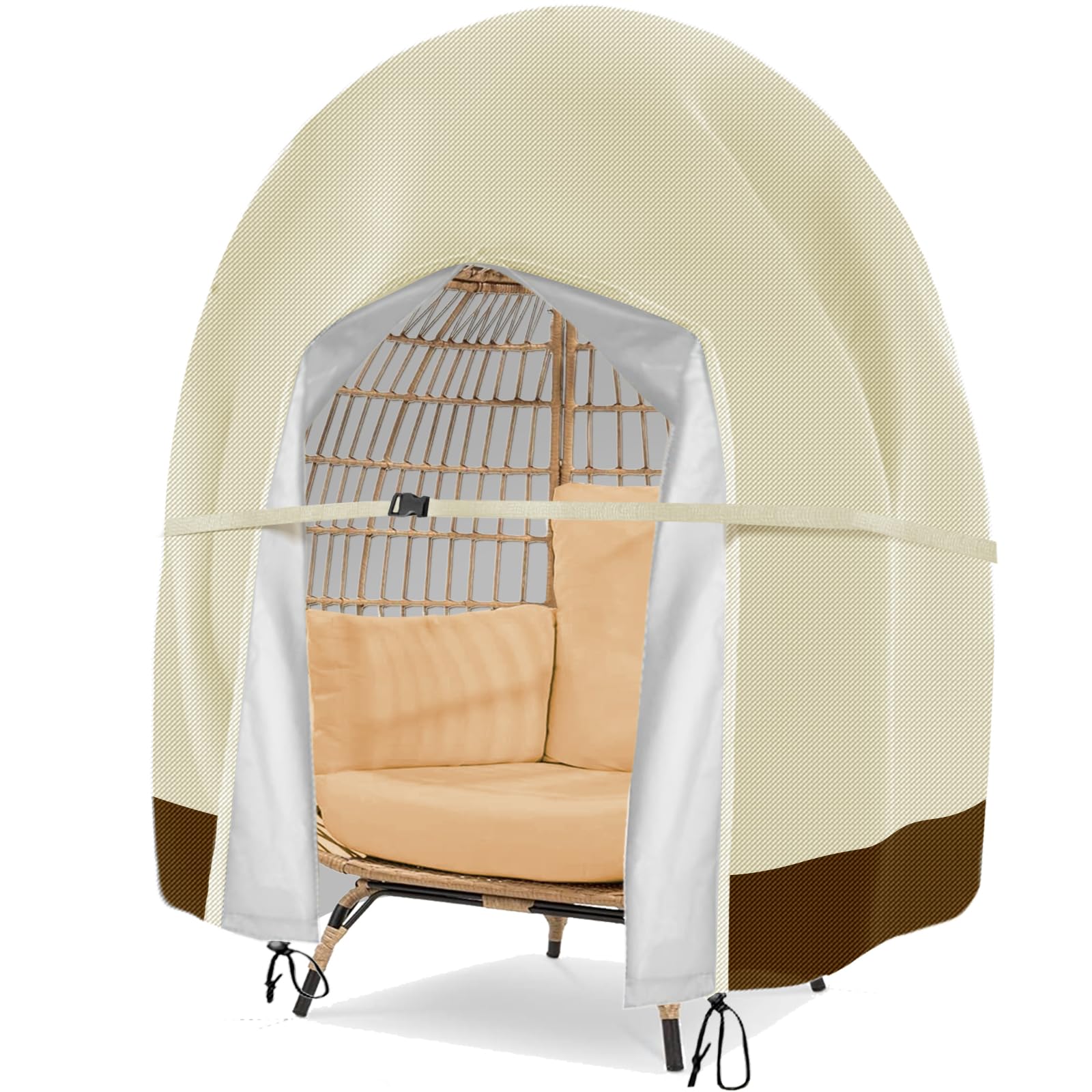 Front. Fabibe - Patio Egg Chair Cover Double Wicker Egg Chair Covers for Outdoor Furniture Egg Swing Loveseat Cover Waterproof... - Beige#1.