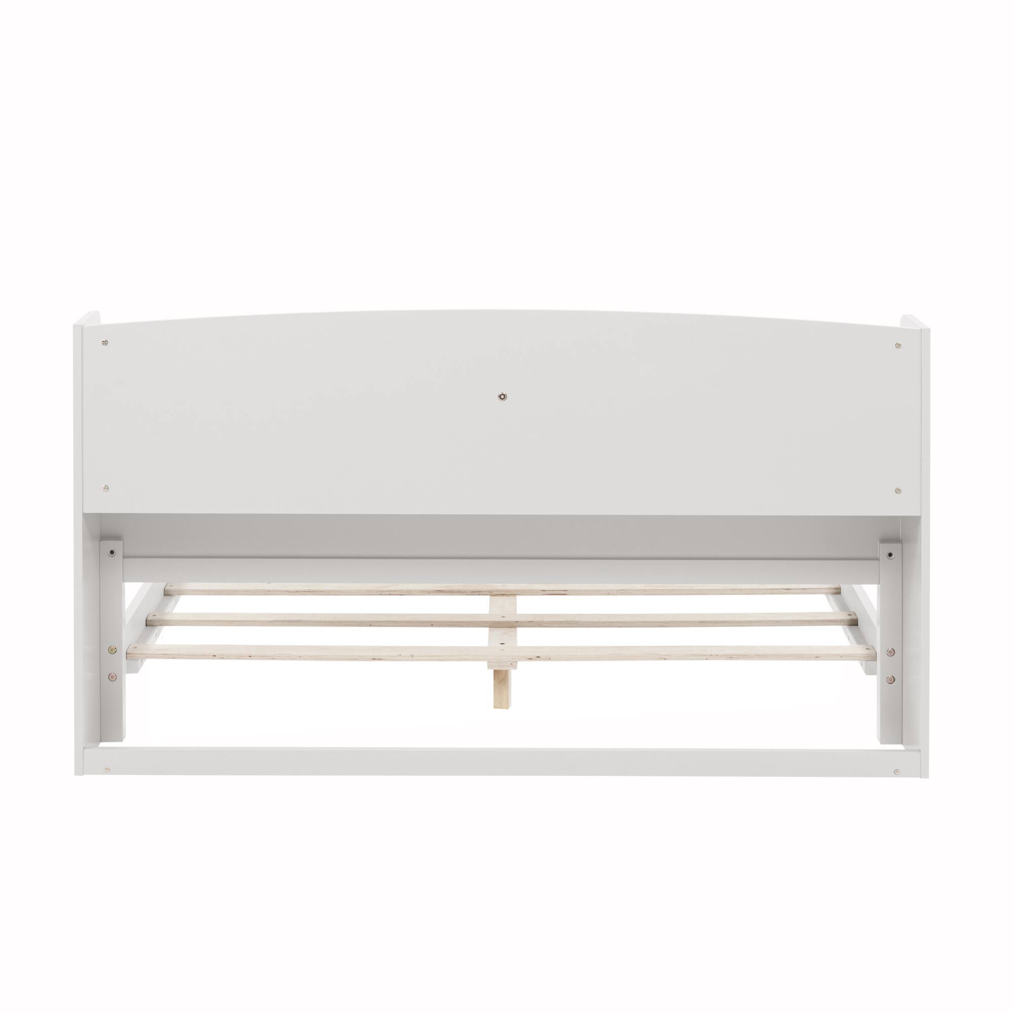 Alt View 10. GOODSILO - Full Size Wooden Bed with Integrated Bookshelf Headboard and LED Motion Sensor Lighting System - White.