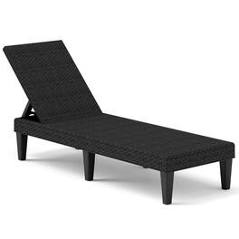 Costway - 1 PCS Outdoor Chaise Lounger Chair 3-Position Reclining Chair with Waterproof Rattan - Black