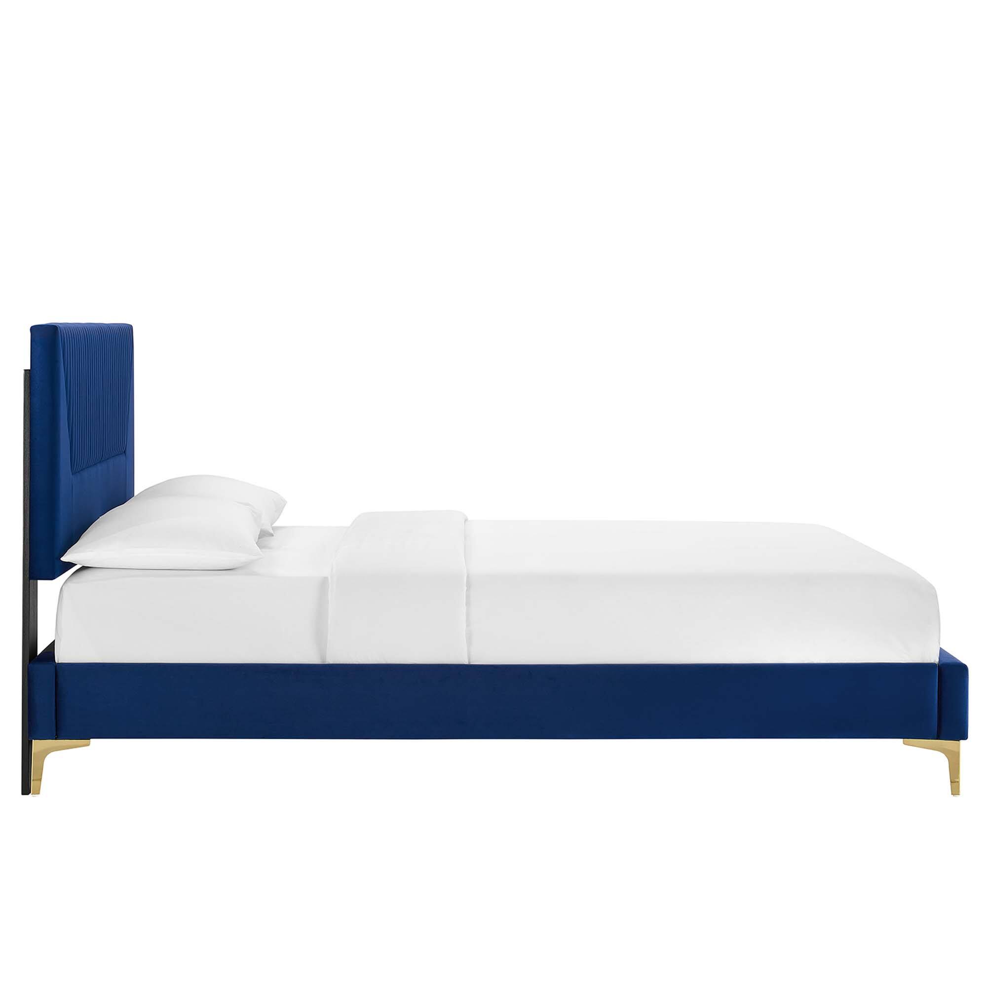 Back. Modway - Zahra Channel Tufted Performance Velvet Queen Platform Bed - White.