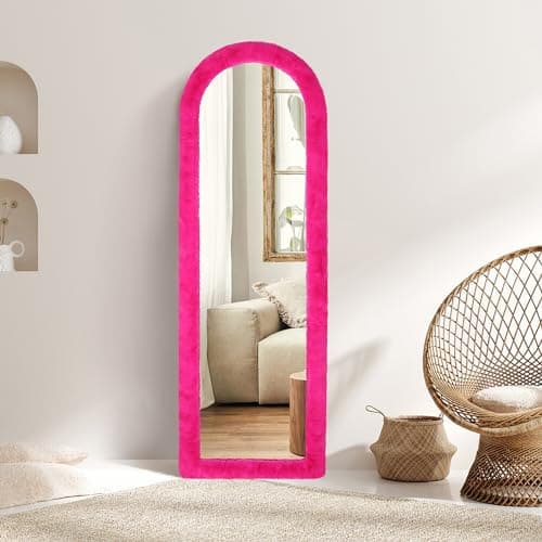 Comfort Essence - Fluffy Mirror Edge Cover no Mirror - Universal Fit For Various Sizes Of Arch Full-length Mirrors Decorati - Pink02-59"L x 16"W