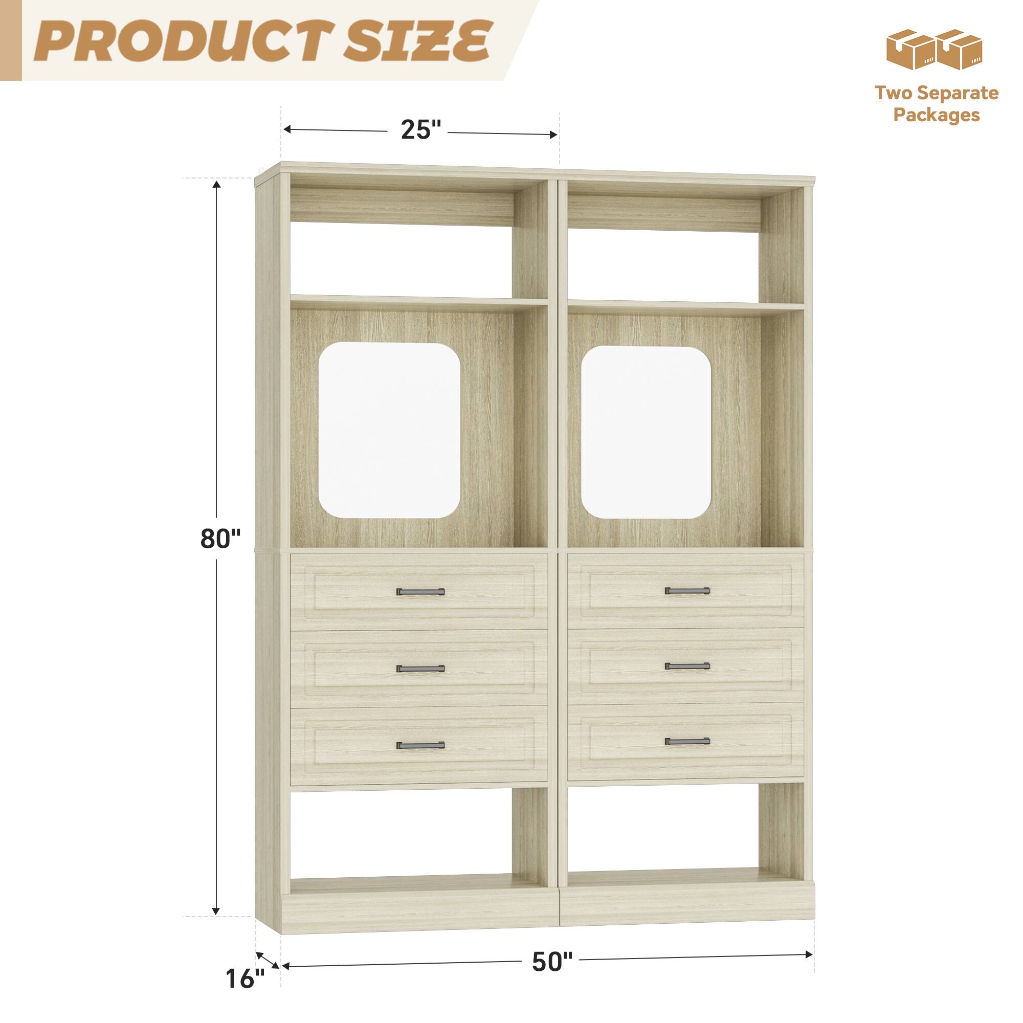 PRODUCT SIZE 25" x 80" x 50" x 16"  
Two Separate Packages