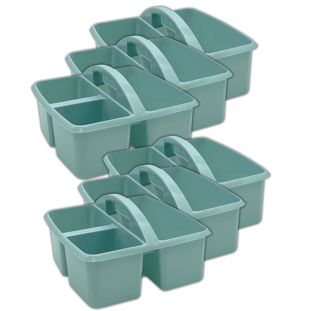 Front. Teacher Created Resources - Teacher Created Resources Plastic Storage Caddy, Calming Blue, Pack of 6.