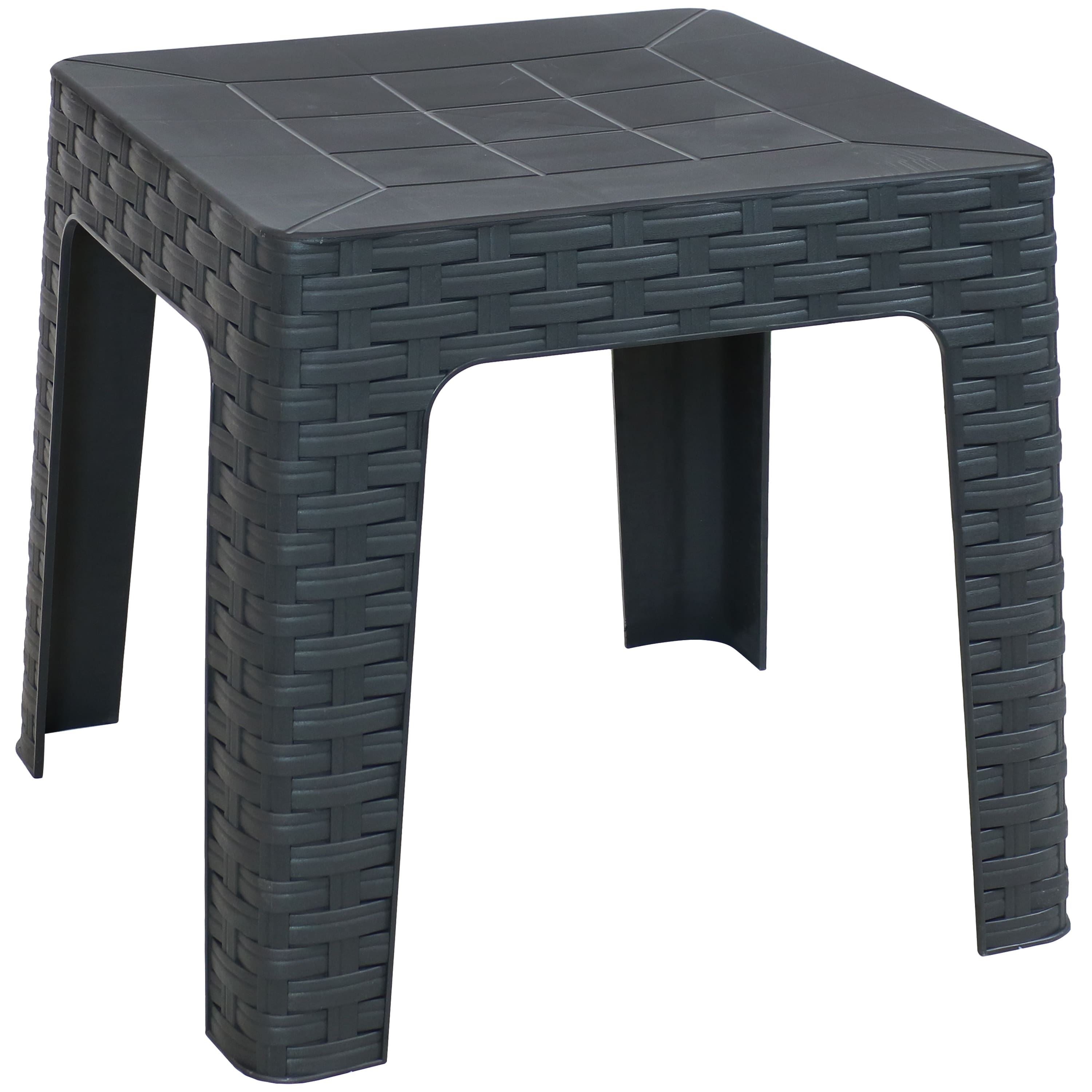 Sunnydaze - 18.5 in Plastic Square Patio Side Table - Gray
