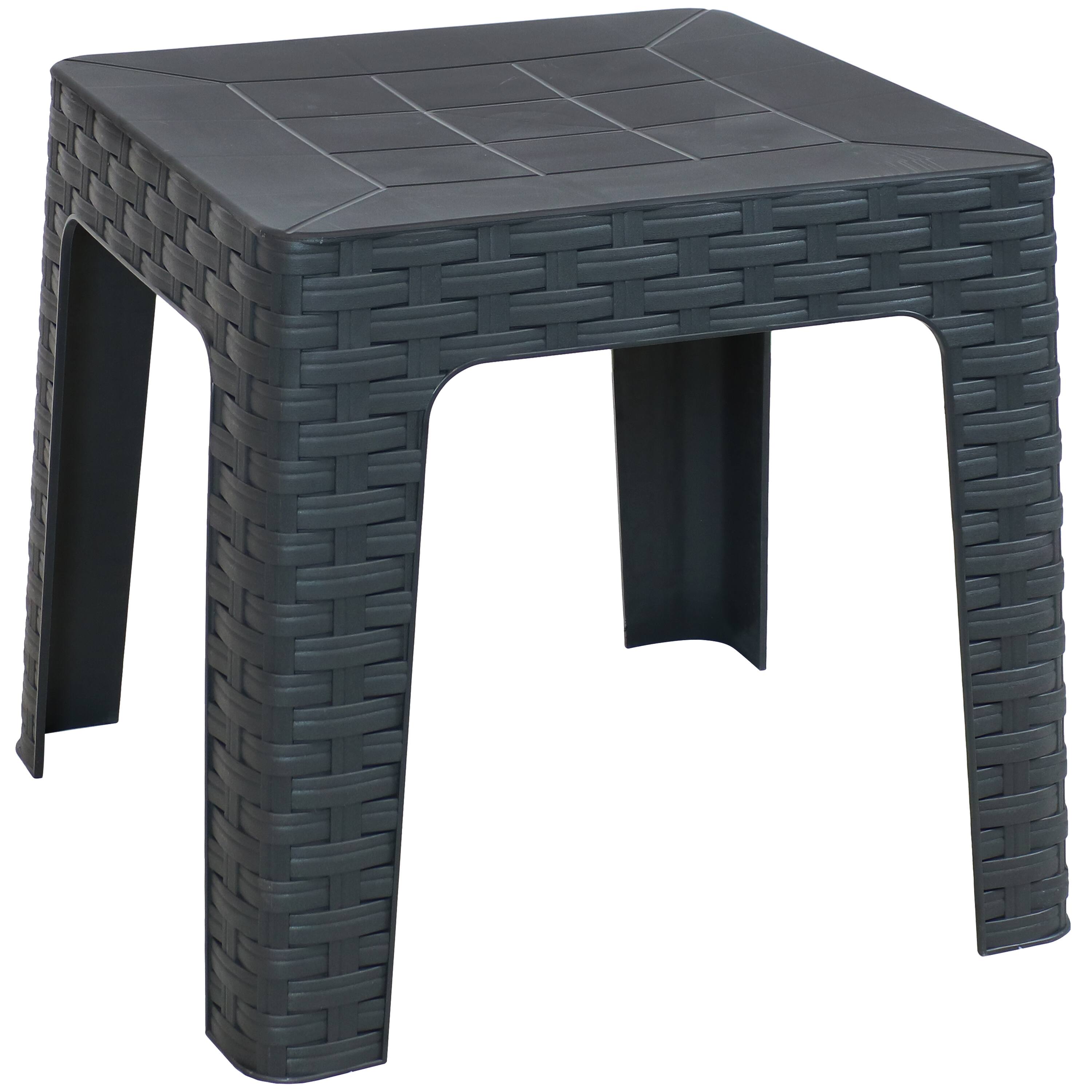 Front. Sunnydaze - 18.5 in Plastic Square Patio Side Table - Gray.