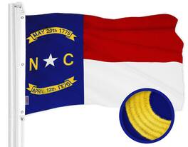 G128 - North Carolina State Flag 5x8 ft Heavy-Duty Embroidered 600D Polyester Brass Grommets Indoor/Outdoor - Red, Blue, Yellow