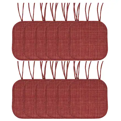Front. Sweet Home Collection - Aria Memory Foam Non-Slip 16" x 16" Chair Cushion Pad with Ties, 12-Pack - Burgundy.