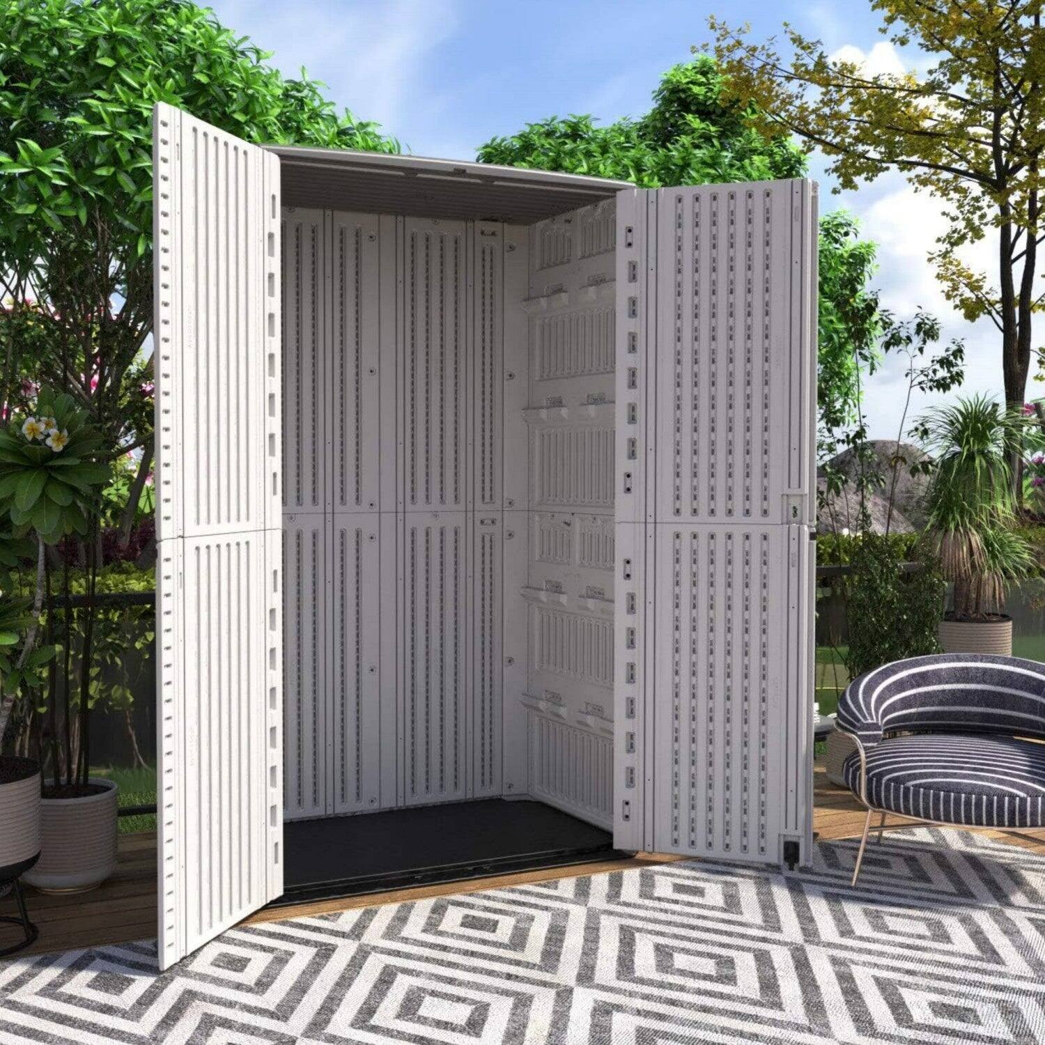 Alt View 5. Mondawe - 260 Gallons HDPE UV-Resistant Double-Panel Outdoor Storage Shed - White.