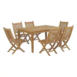 Modway - Marina 7-Piece Outdoor Teak Patio Dining Set - Natural