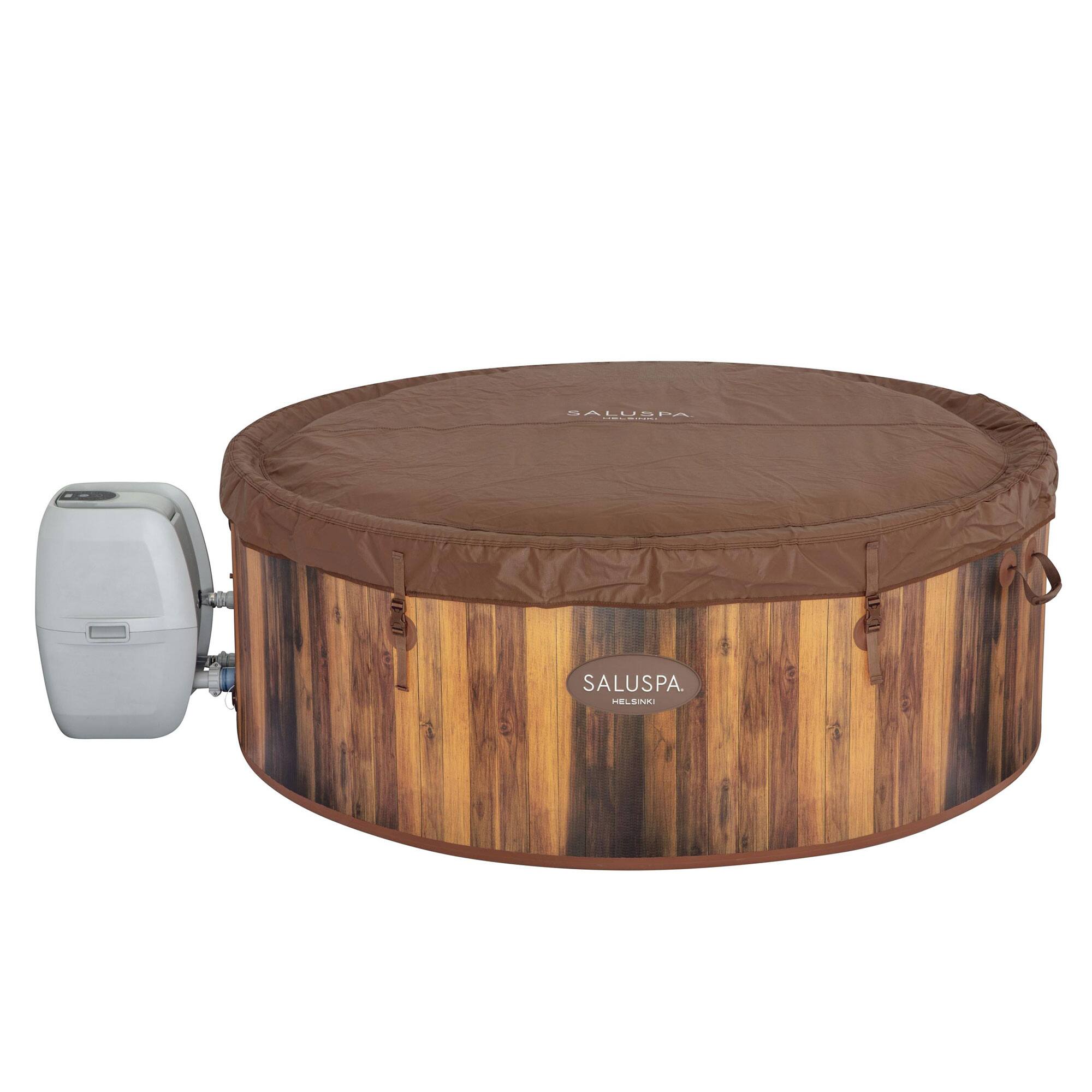 Left. Bestway - Inflatable Hot Tub Spa + 12 Filter Cartridge Refills - Gray.