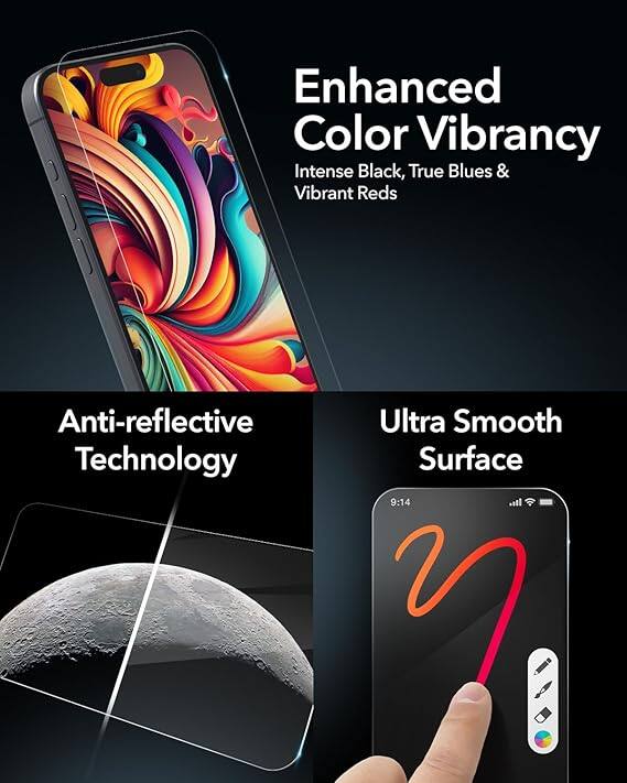 Enhanced Color Vibrancy  
Intense Black, True Blues & Vibrant Reds  

Anti-reflective Technology  

Ultra Smooth Surface  

9:14