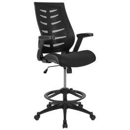 Emma + Oliver - High Back Mesh Ergonomic Drafting Chair with Adjustable Flip-Up Arms - Black