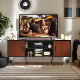 Kadyn - Entertainment Centers,TV Stands,59 Inches Retro Wooden TV Stand for TVs up to 65 Inches - Brown