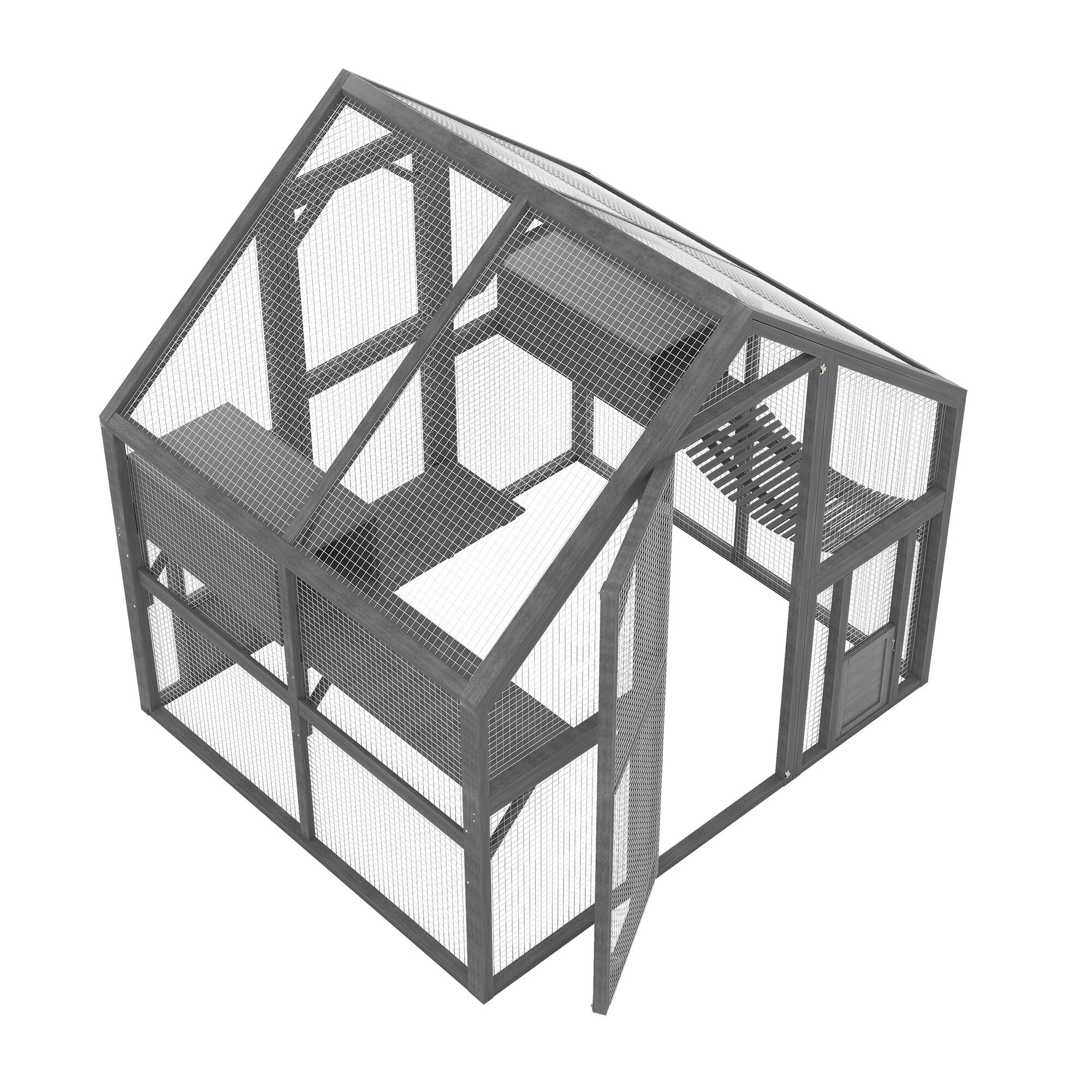 Alt View 8. Loheer - Loheer Large Outdoor Cat Enclosure Solid Wood Feral Cat Shelter Weatherproof Catio.
