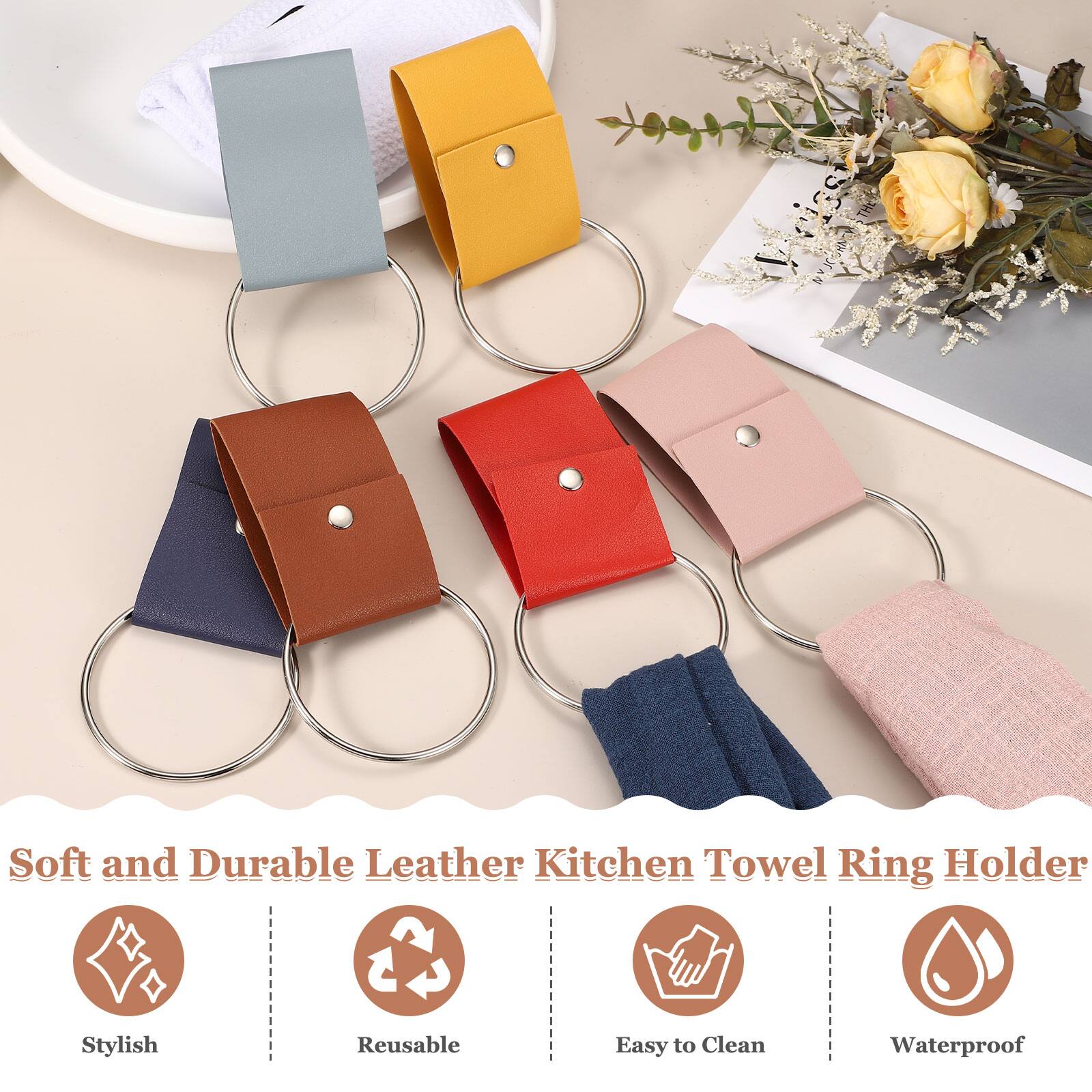 Soft and Durable Leather Kitchen Towel Ring Holder Stylish Reusable Easy to Clean Waterproof