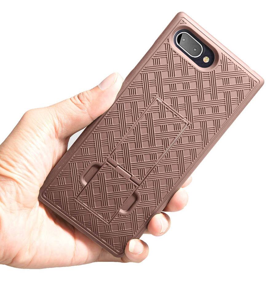 Alt View 5. Nakedcellphone - Case with Stand and Belt Clip Holster for BlackBerry Key2 LE - Rose Gold.
