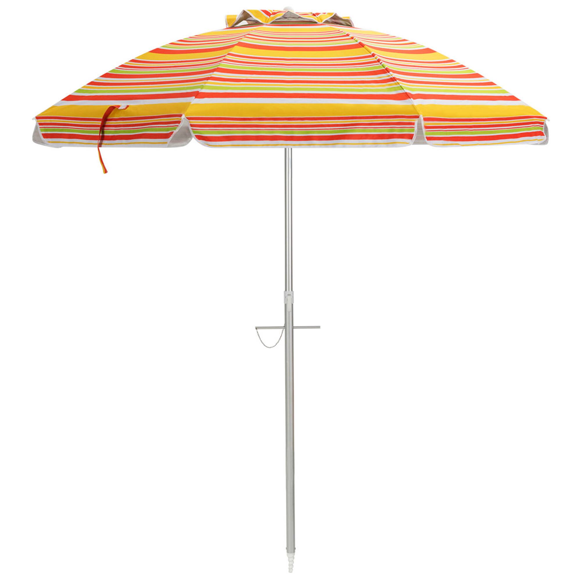 Alt View 3. Gymax - Gymax 6.5Ft Beach Umbrella w/ Tilt Mechanism Sand Anchor Carrying Bag Yellow + Orange - Yellow + Orange.