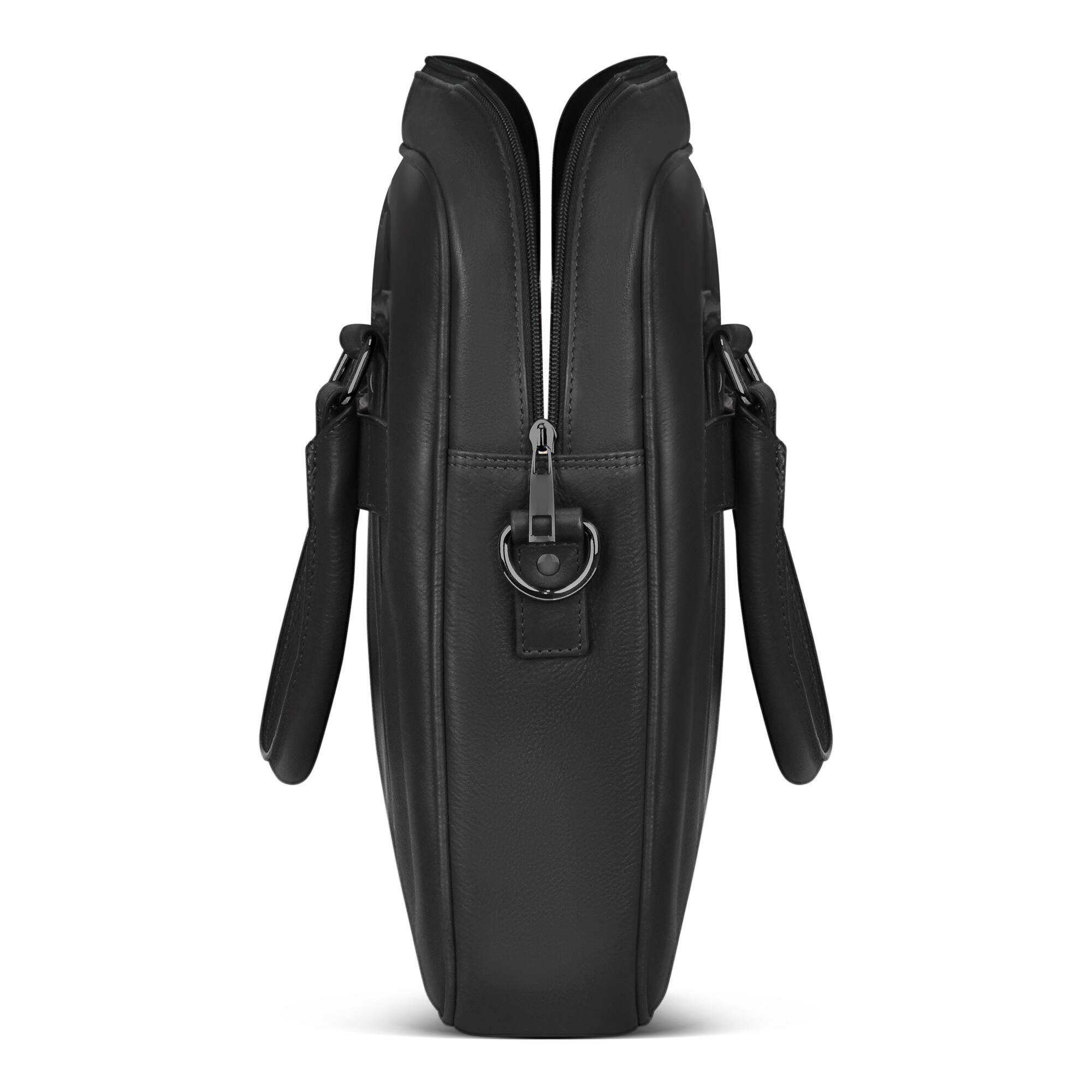 Left. Champs - Onyx Leather Slim Laptop Briefcase - Black.