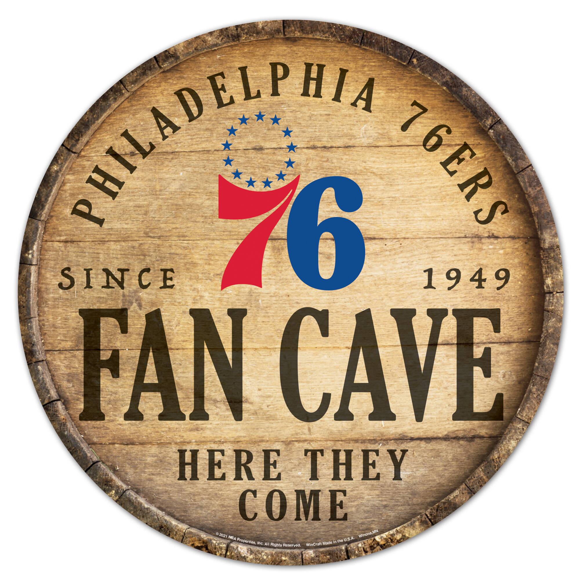 PHILADELPHIA 76ERS SINCE 1949 FAN CAVE HERE THEY COME