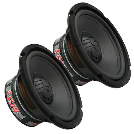 Front. 5 CORE - 5 Core 6.5" Car Subwoofer Pair 100W 4 Ohm Replacement Sub Woofer w PP Cone-WF 6.5 100 PP 4OHM 2PCS - Black.