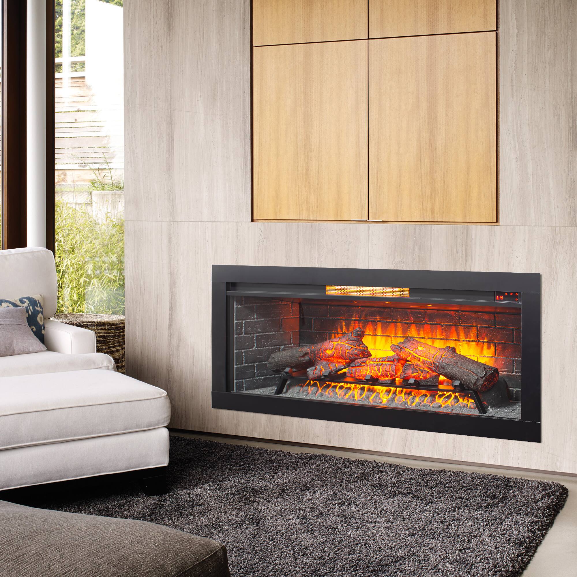 Alt View 1. Mondawe - 42" Infrared Electric Fireplace Insert w/ Removable Trim, Touch Panel, Built-in Speaker, CSA/UL Certified - Black.