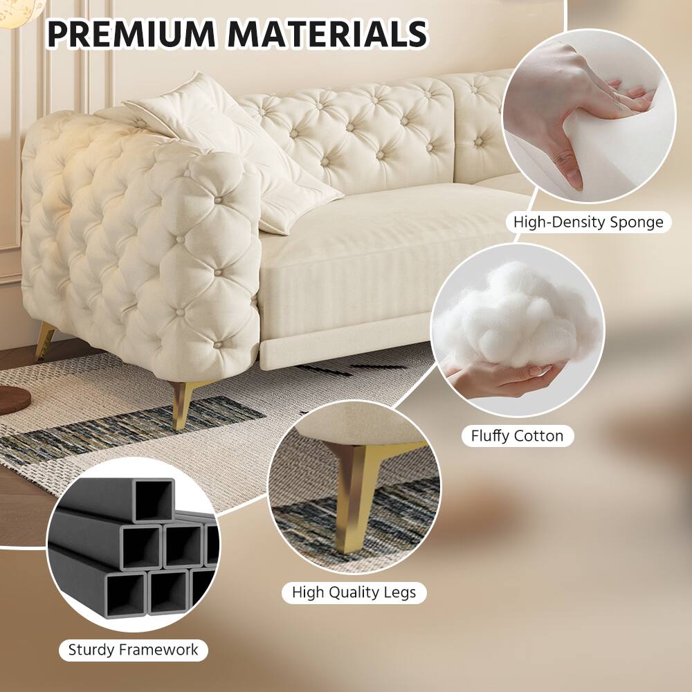 PREMIUM MATERIALS

- High-Density Sponge
- Fluffy Cotton
- High Quality Legs
- Sturdy Framework