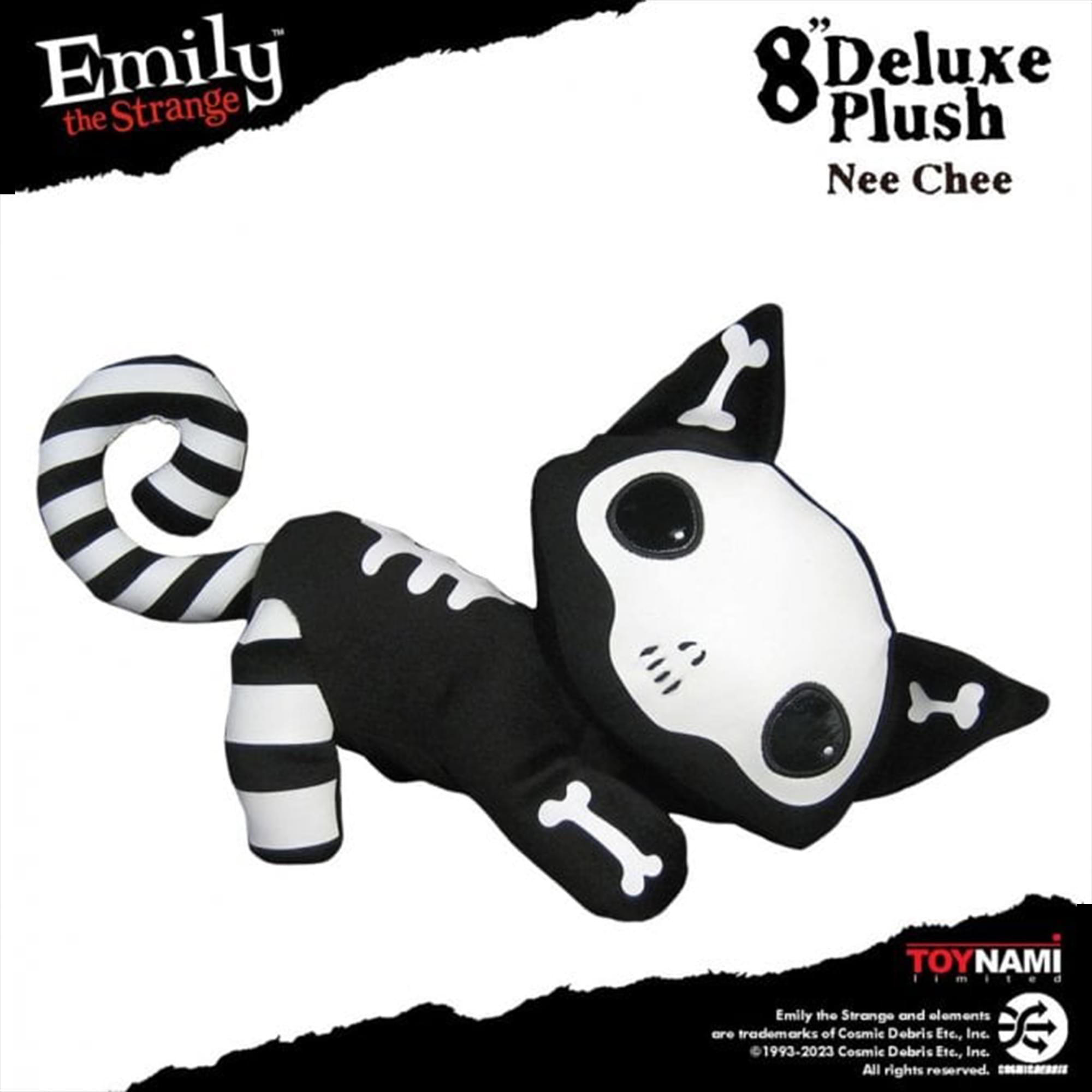 Emily the Strange 8" Deluxe Plush Nee Chee  
TOYNAMI  
Emily the Strange and elements are trademarks of Cosmic Debris Etc., Inc. 1993-2023 Cosmic Debris Etc., Inc. All rights reserved.