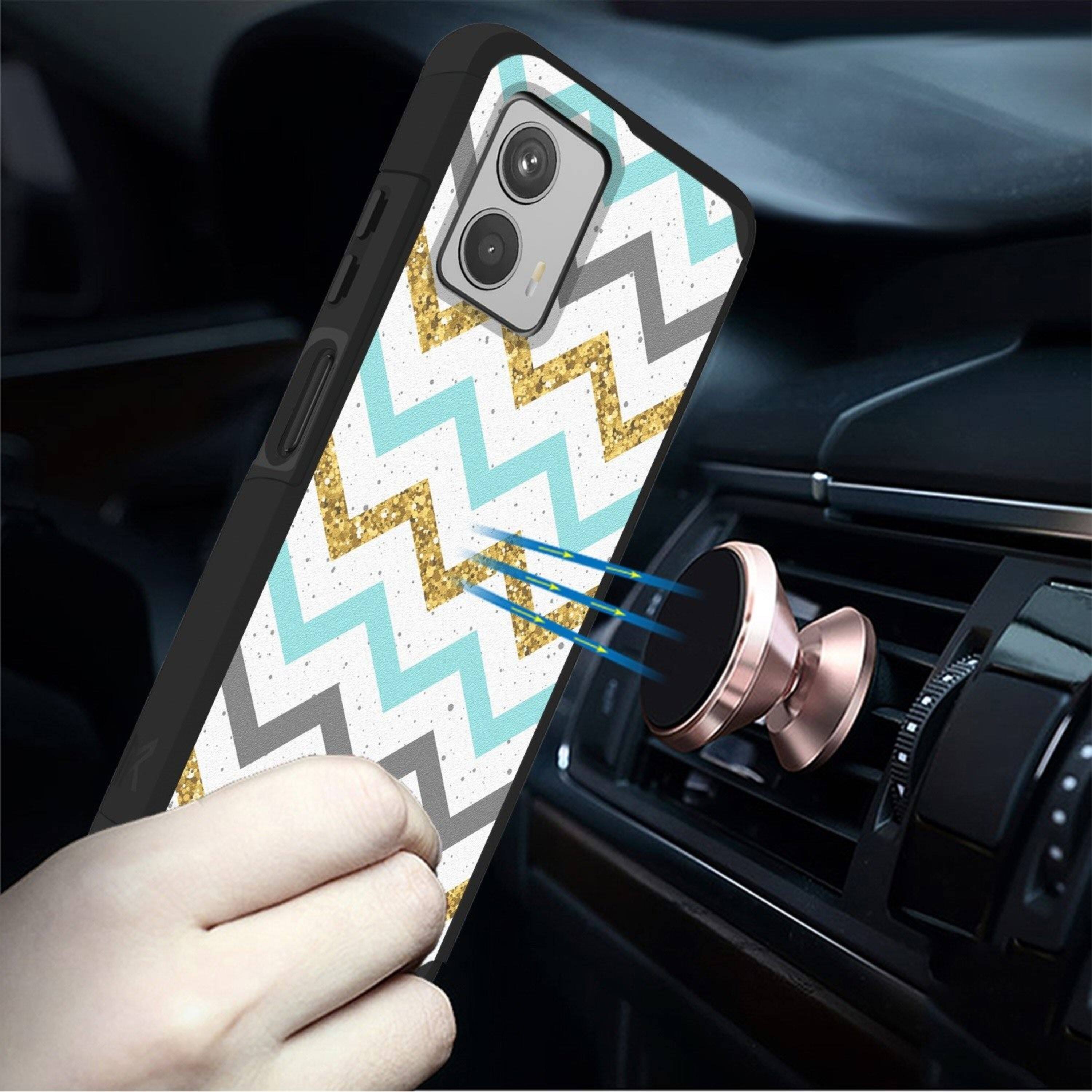 Angle. Kitcheniva - Military Grade Hybrid Protective Case For Motorola Moto G 5G 2023 Zigzag - Multicolor.