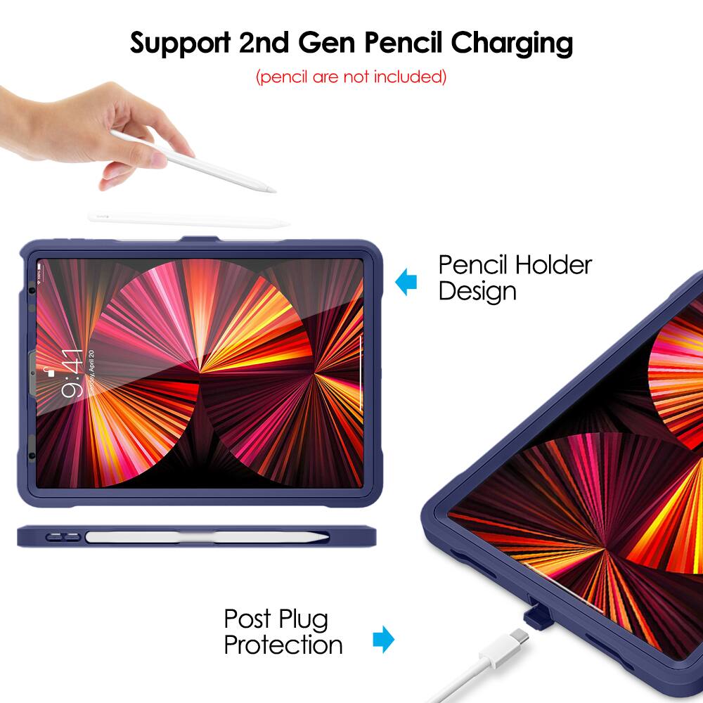 Support 2nd Gen Pencil Charging  
(pencil are not included)  

Pencil Holder Design  

Post Plug Protection
