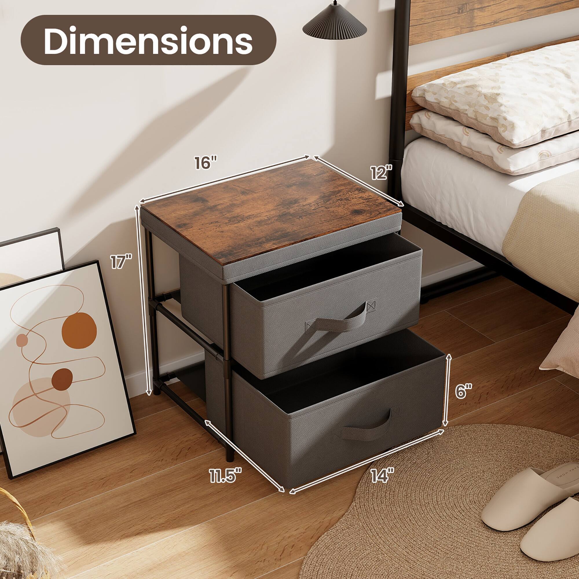 Dimensions: 16" x 12" x 17" x 6" x 11.5" x 14"