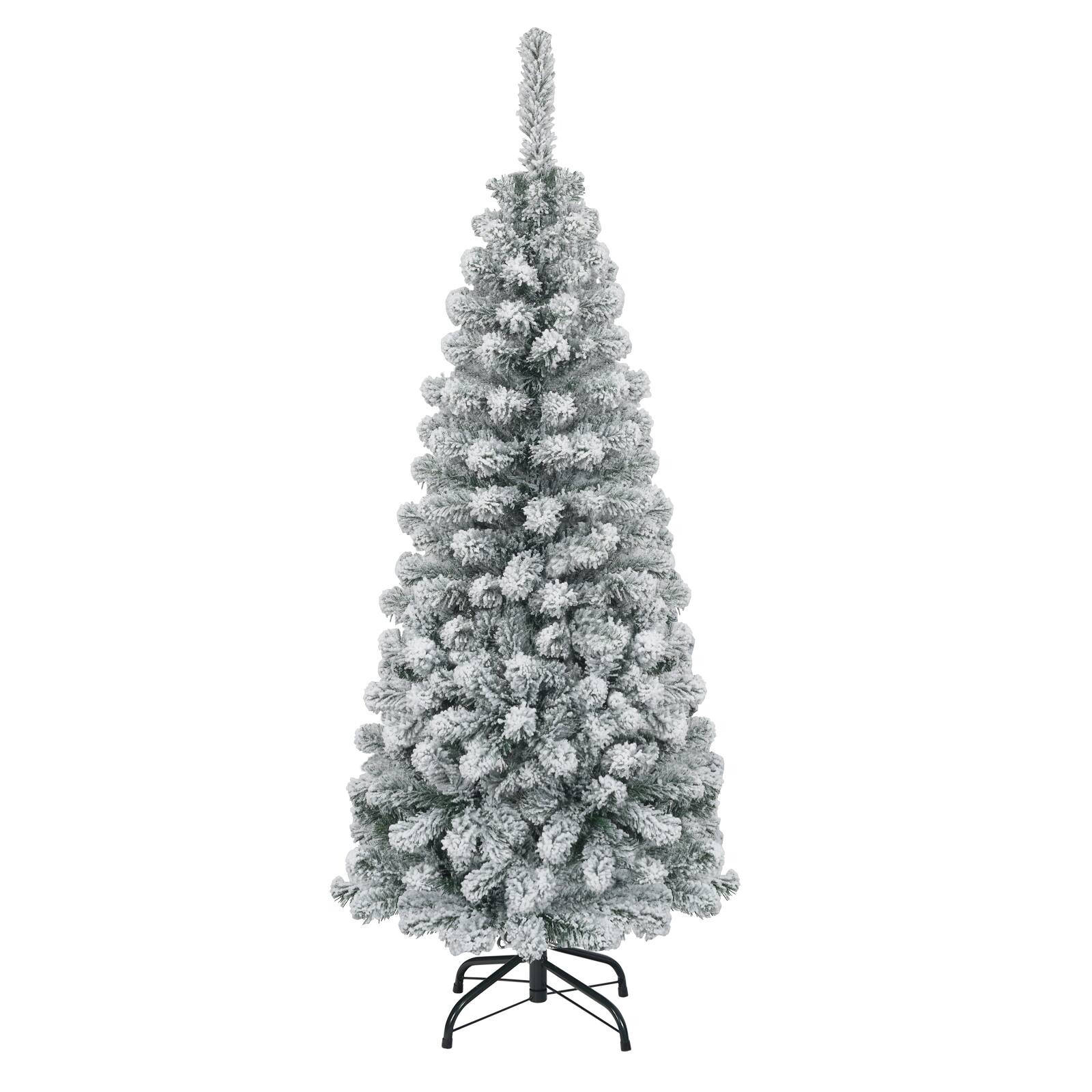 Alt View 1. Costway - Costway 4.5Ft Unlit Hinged Snow Flocked Artificial Pencil Christmas Tree with 242 Branch - Pencil.