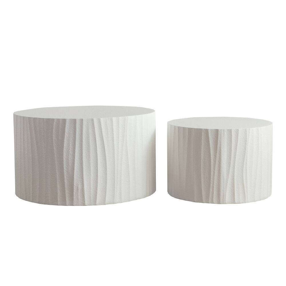 Alt View 4. Loheer - Loheer Nesting Coffee Table Set of 2 Round Wooden Modern Accent Table Fully Assembled - Natural.