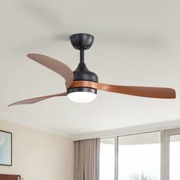 Sofucor - Farmhouse Ceiling Fan Light Kit with Remote Indoor Outdoor Ceiling Fan Light Fixture Quiet Reversible DC Motors - Black Brown - Downrod Optional