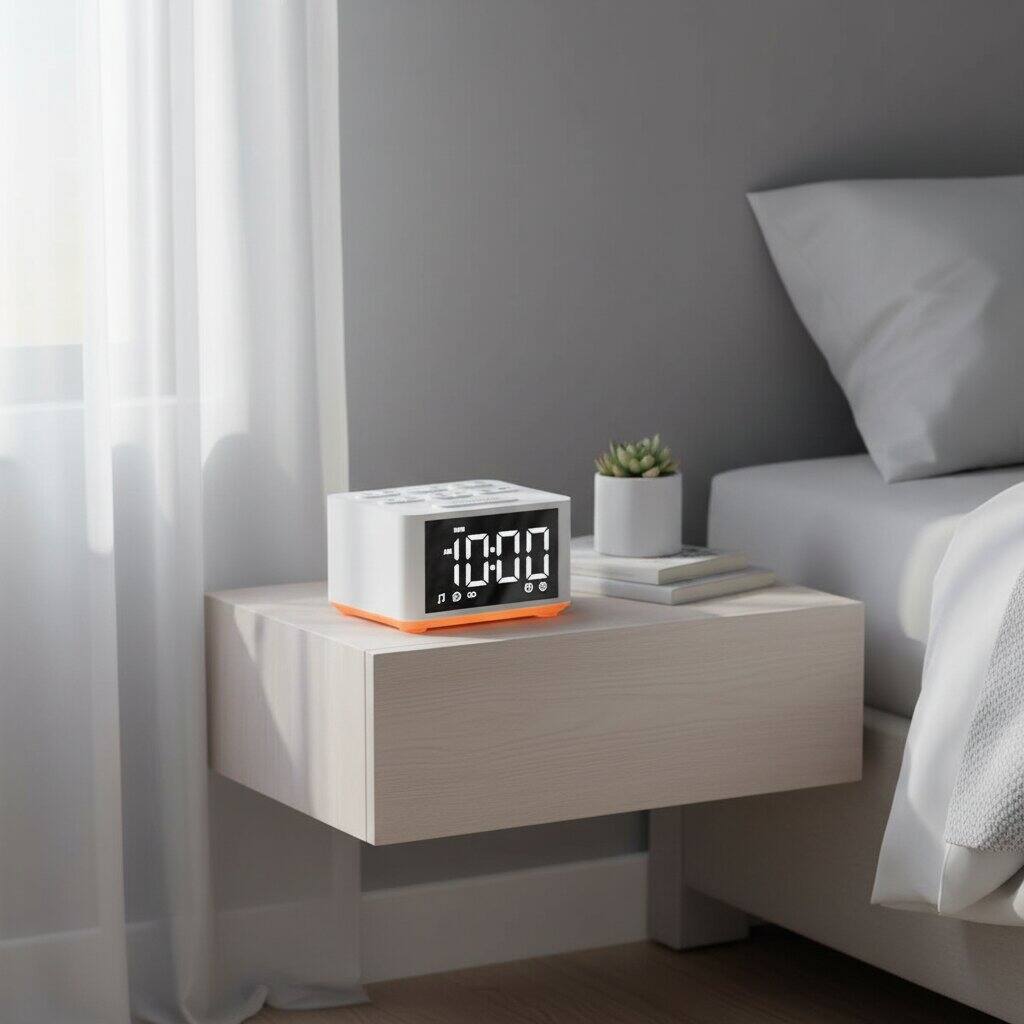 Alt View 2. Dazzed Corner - Digital Alarm Clock Desk Bedroom Bedside Clock - White.