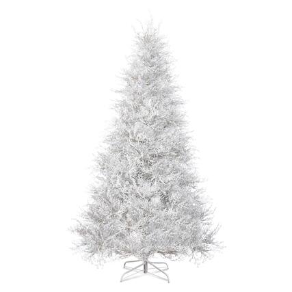 Front. VAVSEA - 7 ft Pre-Lit Artificial Christmas Tree with 400 Dimmable LED Lights, 3 Color Modes, 1218 Tips & Hinged Branches, White - White.