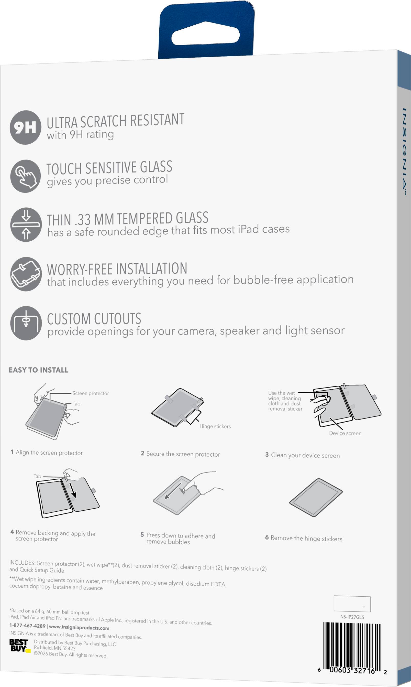 Insignia™ Glass Screen Protector for Apple iPad (A16), iPad 10.9