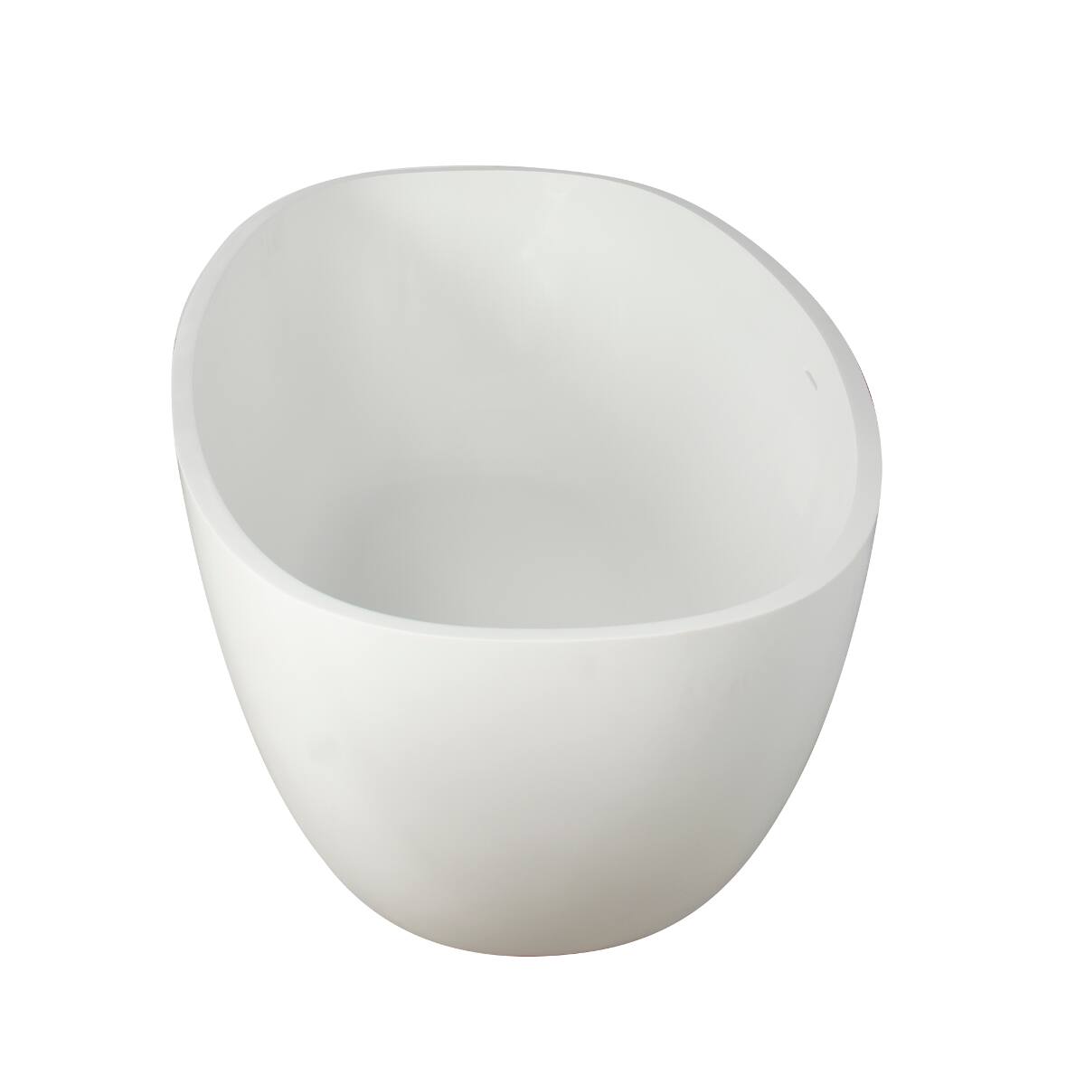 Alt View 9. Loheer - Loheer 65.2 in Freestanding Solid Surface Soaking Bathtub Matte White Oval Center Drain - Matte White.