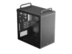 Front. Cooler Master - Cooler Master QUBE 340 Micro-ATX Modular Case Compact Tower Movable I/O Dust Filters Tempered Glass Handles Black - Black.