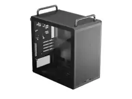 Cooler Master - QUBE 340 Micro-ATX Modular Case Compact Tower Movable I/O Dust Filters Tempered Glass Handles Black - Black