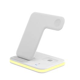 Link - 4-in-1 Wireless Charging Stand with Night Light for iPhone 14/13/12, AirPods, Apple Watch - White - White