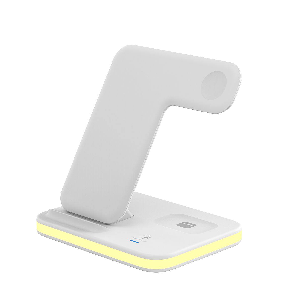 Front. Link - Link 4-in-1 Wireless Charging Stand with Night Light for iPhone 14/13/12, AirPods, Apple Watch - White - White.