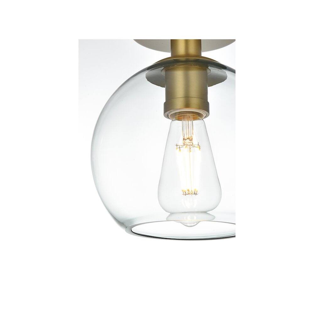 Alt View 3. Living District - Baxter 8 Inch Flush Mount Ceiling Light Clear Shade in Satin Gold - Satin Gold And Clear.