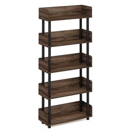 Front. Furinno - Turn-N-Tube 4-Tier Freestanding Multipurposes Display Rack, Bookshelf, Walnut - Walnut.