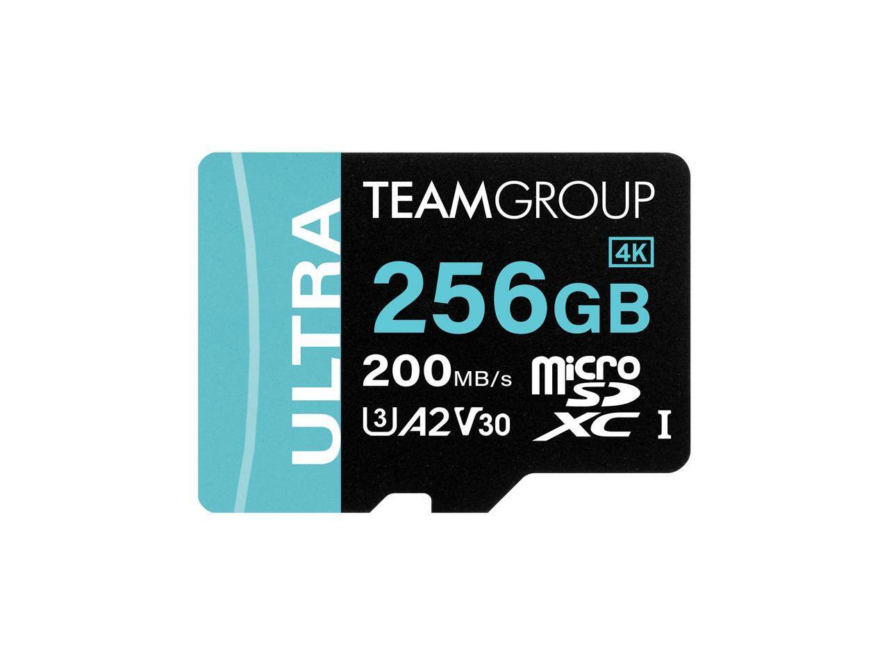 TEAMGROUP  
ULTRA  
256GB  
4K  
200 MB/s  
A2 V30  
Micro SDXC I