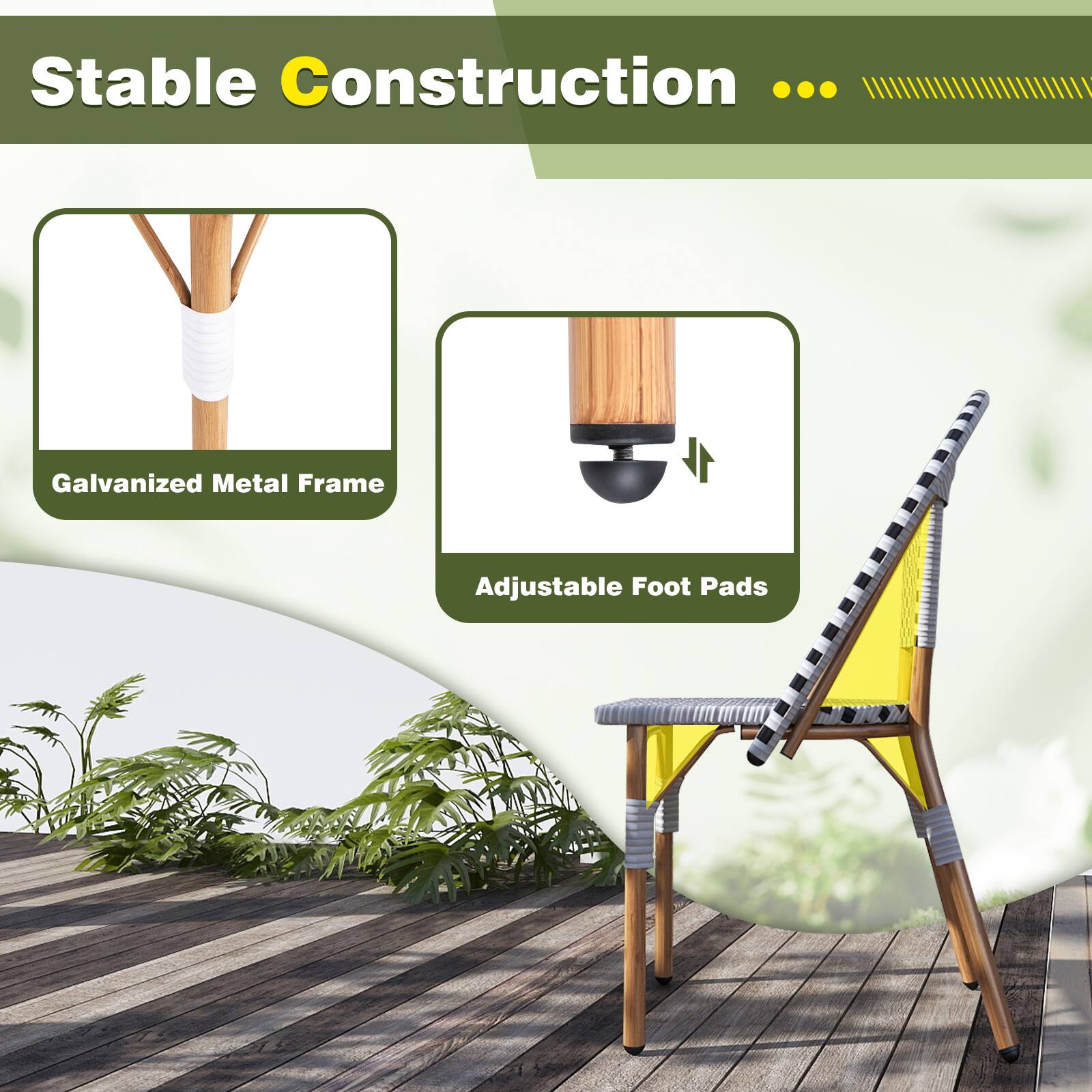 Stable Construction ... Galvanized Metal Frame Adjustable Foot Pads