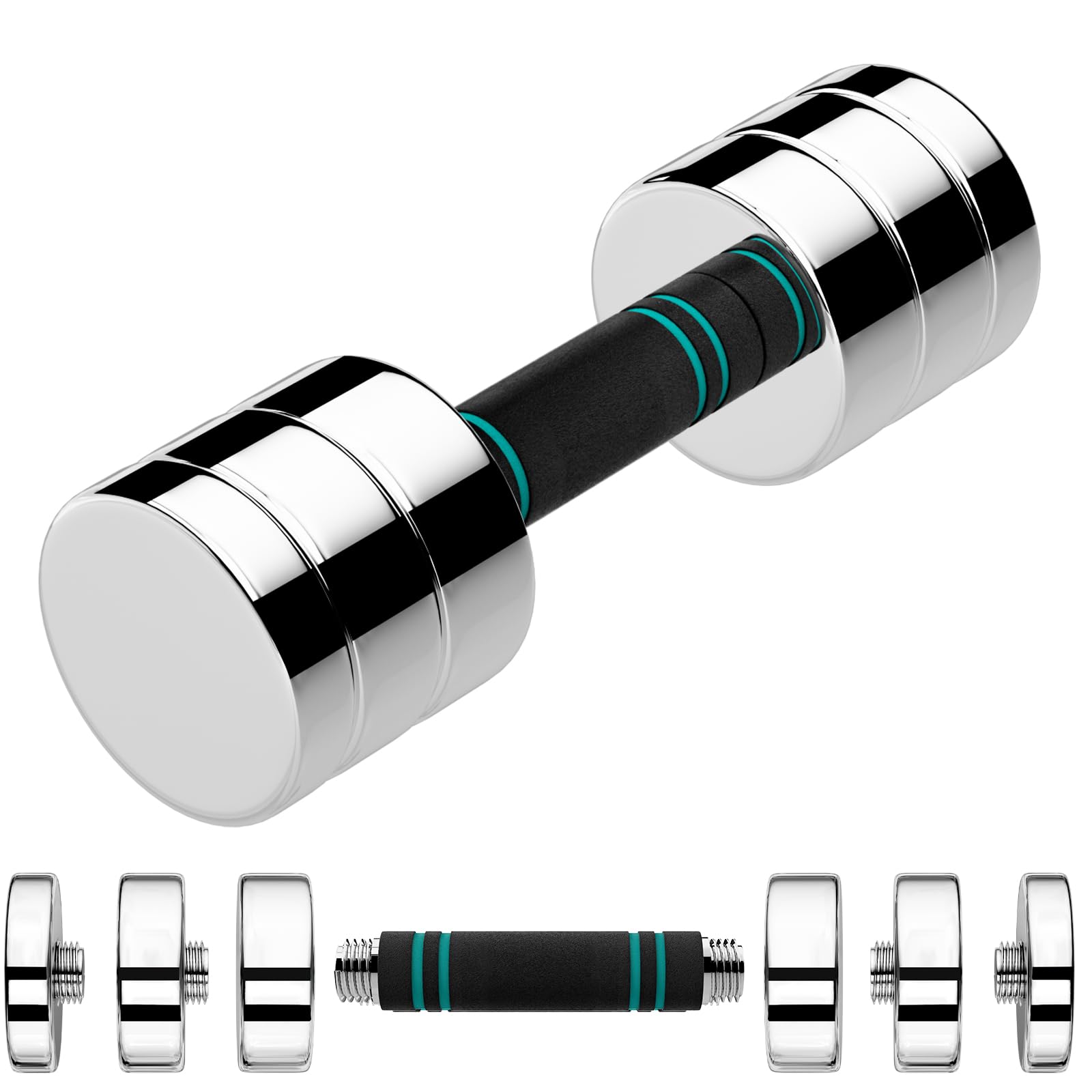 Alchemy Casas - Single Steel Adjustable Dumbbell 5 10 Free Weight Non slip And Comfortable Foam Handle For Home Gym Office - Multi