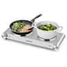 Cusimax - Stainless Steel Electric 1800W Hot Plate Double Burner For Types Cookware Temper Control Cooktop For Dorm Apt RV - Silver