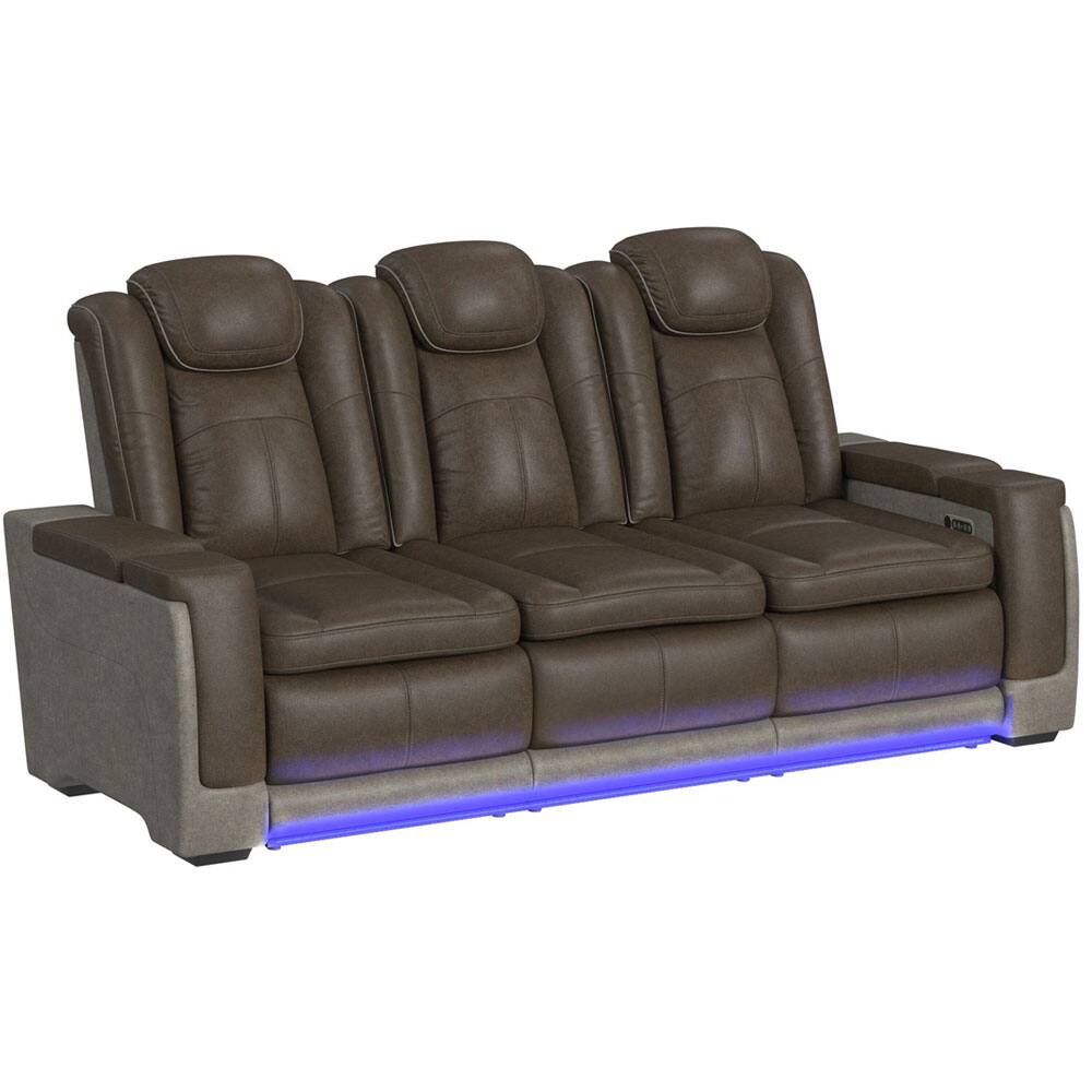 Angle. Elements - Lantana Power Motion Sofa - Rocky Brown/Grey - Brown.