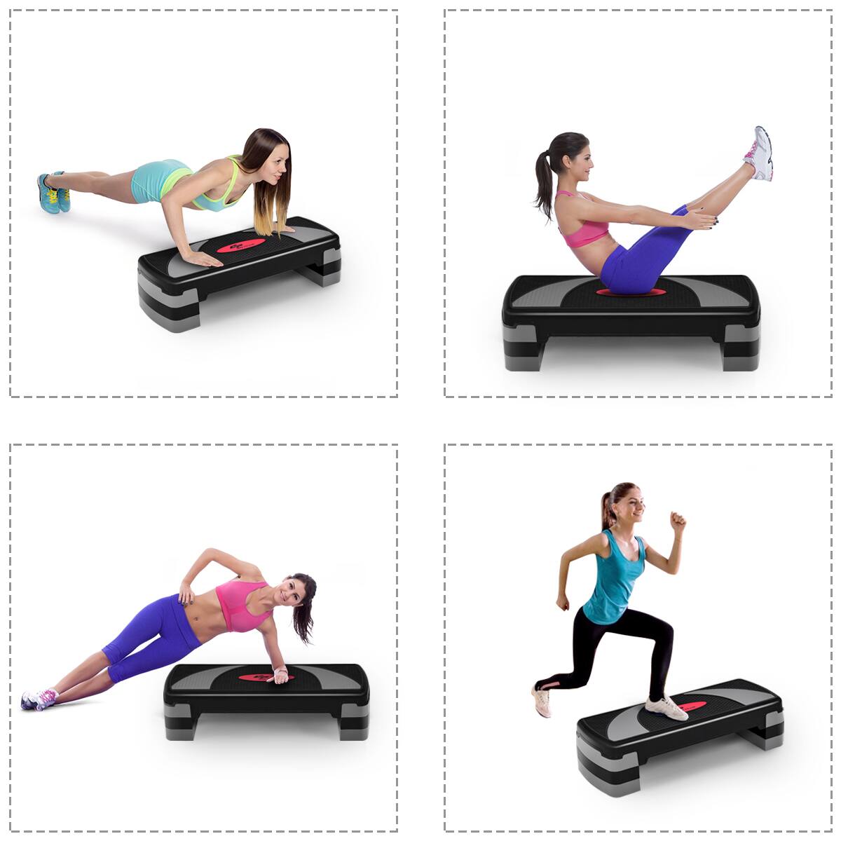 Alt View 19. Costway - 32'' Fitness Aerobic Step Adjust 4" - 6" - 8" Exercise Stepper with Risers - Black/Gray.