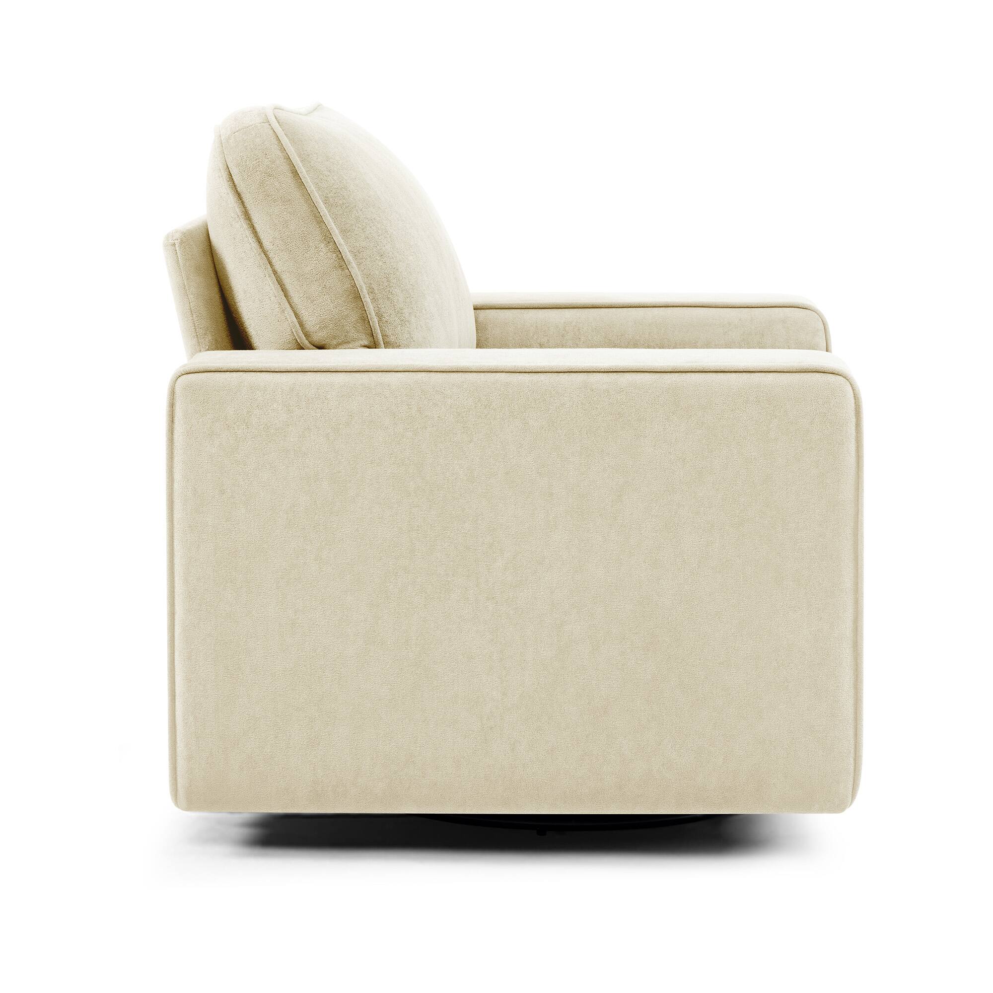 Left. Brick Attic - 36.2"Wide Swivel Accent Chair,360° Rotation Upholstered Comfortable Cushioned Seating, Pillowback Glider Rocking Chair - Beige.